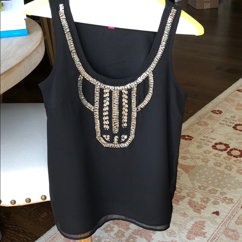 Vince Camuto Black Beaded Tank